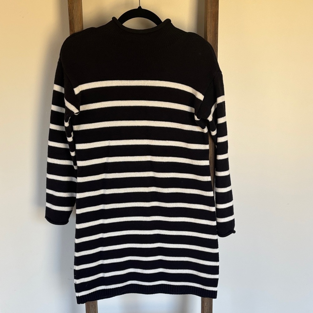 LOFT Black & White striped mock neck sweater dress